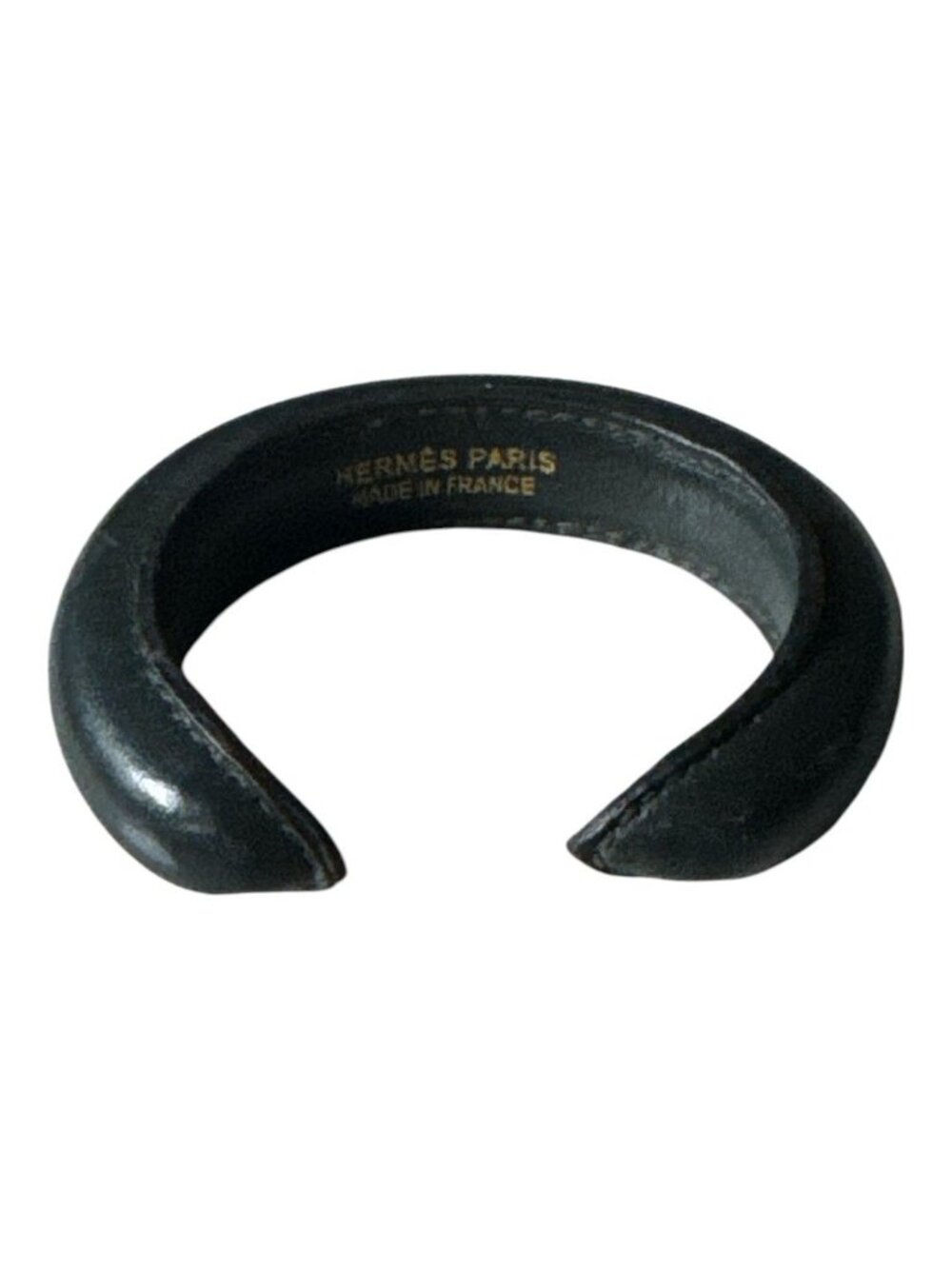Hermès Paris Black Leather Cuff Bracelet Made In France Elegant Timeless Design